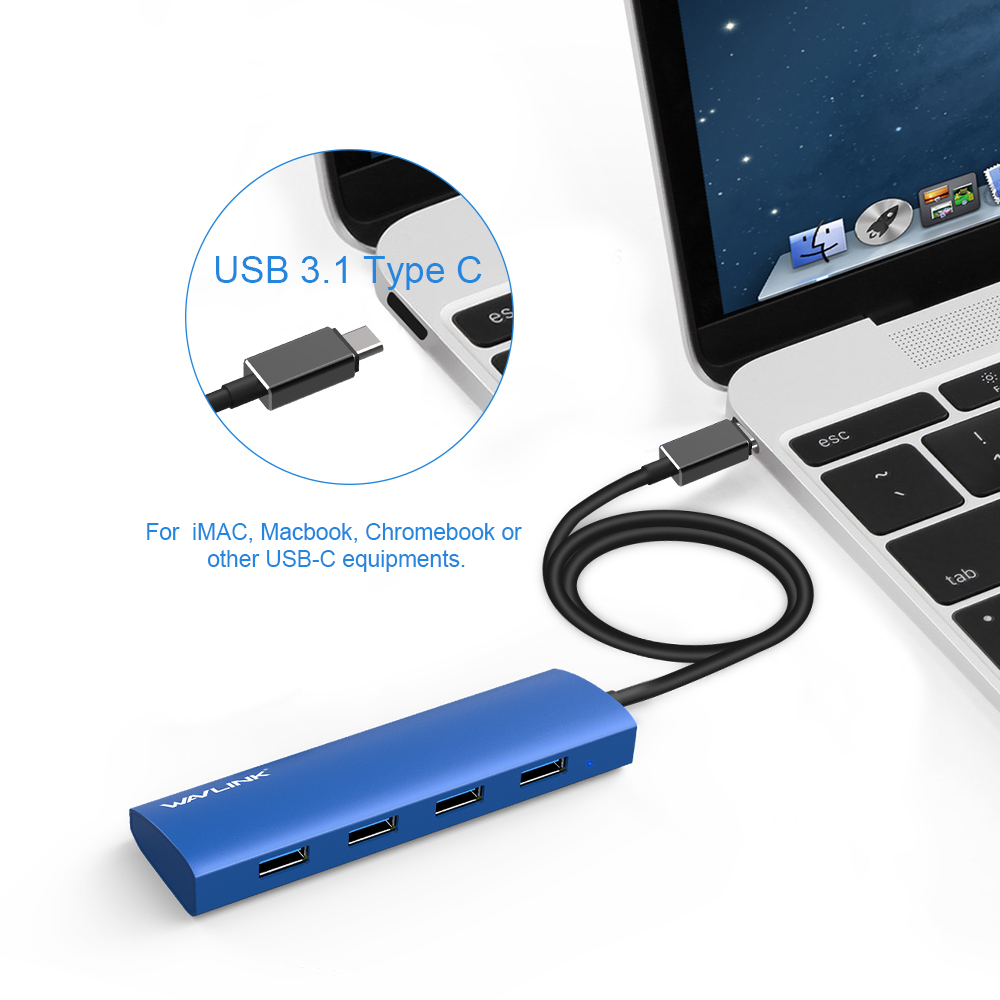 AROPANA USB 3.1 Gen 1 /USB 3.0 High Speed 5Gbps Hub for Laptop 4 Port  Portable Adapter with Individual Power ON/Off Switch and Individual Blue  LED