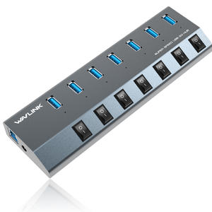 Wavlink 7-Port USB 3.0 Superspeed Hub with 48W Power Adapter, On/Off Switches with BC 1.2 Charging Support for Macbook, iPad, iPhone, Laptops, Tablets, Mobile HDD and more