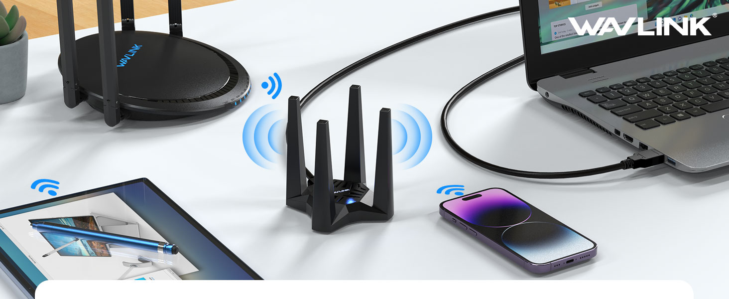 CLÉ WIFI 6 AX1800 bi-bande,Dongle WiFi Puissant, USB 3.0 WIFI, MU-MIMO,  pour PC/Desktop/Laptop, Windows 11-10. U18