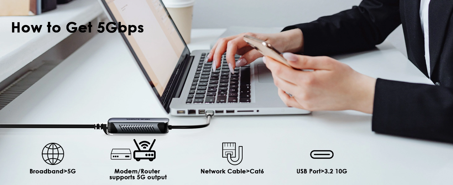 USB C to Ethernet Adapter 5Gbps Gigabit Ethernet Network Adapter