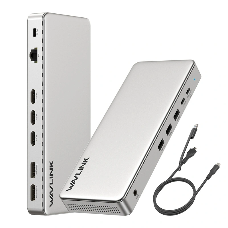 WAVLINK Triple 4K USB-C Docking Station - 3 HDMI & 2 DP, with 100W Upstream Charging & 2.5G Ethernet - EU PLUG