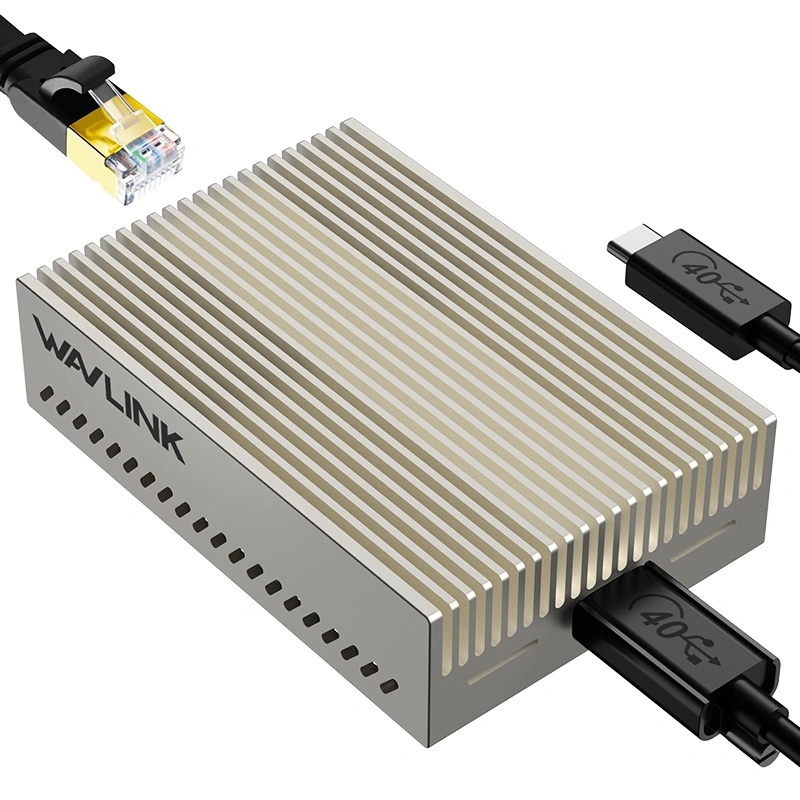 WAVLINK 10G Ethernet Adapter for Thunderbolt 3/4/5 & USB4, Supports 10G/5G/2.5G/1G/100M/10M Adaptive Speed, Compact Aluminum Design, Includes 40Gbps USB-C Cable, for Mac, Windows, Linux, ChromeOS