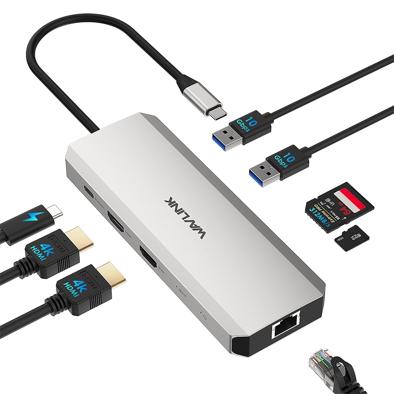 WAVLINK Dual 4K USB-C Dock with 125W PD, 2.5G Ethernet, High-Speed USB and SD/Micro SD