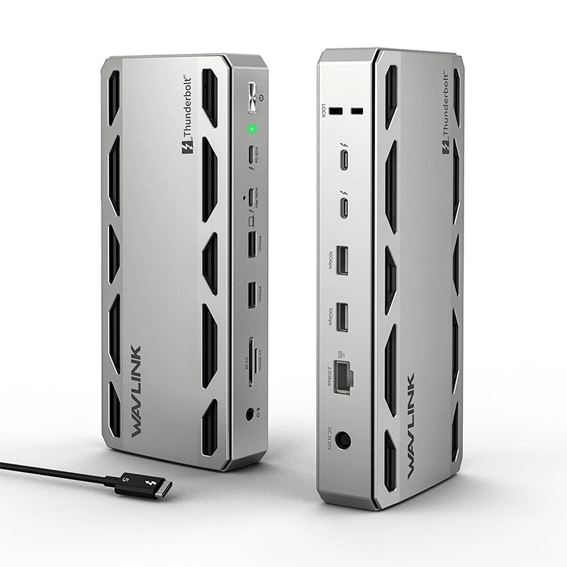 WAVLINK Intel-Certified 13 In 1 Thunderbolt 5 Dock Station for Mac & Windows,Integrate a SSD Slot Up to 6000Mb/s,140W PD Power, Dual 8K Display - EU PLUG