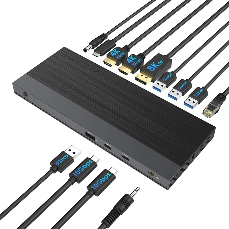 WAVLINK 13-in-1 USB-C Triple Display Docking Station: 8K Output, 100W PD & 10Gbps - EU PLUG