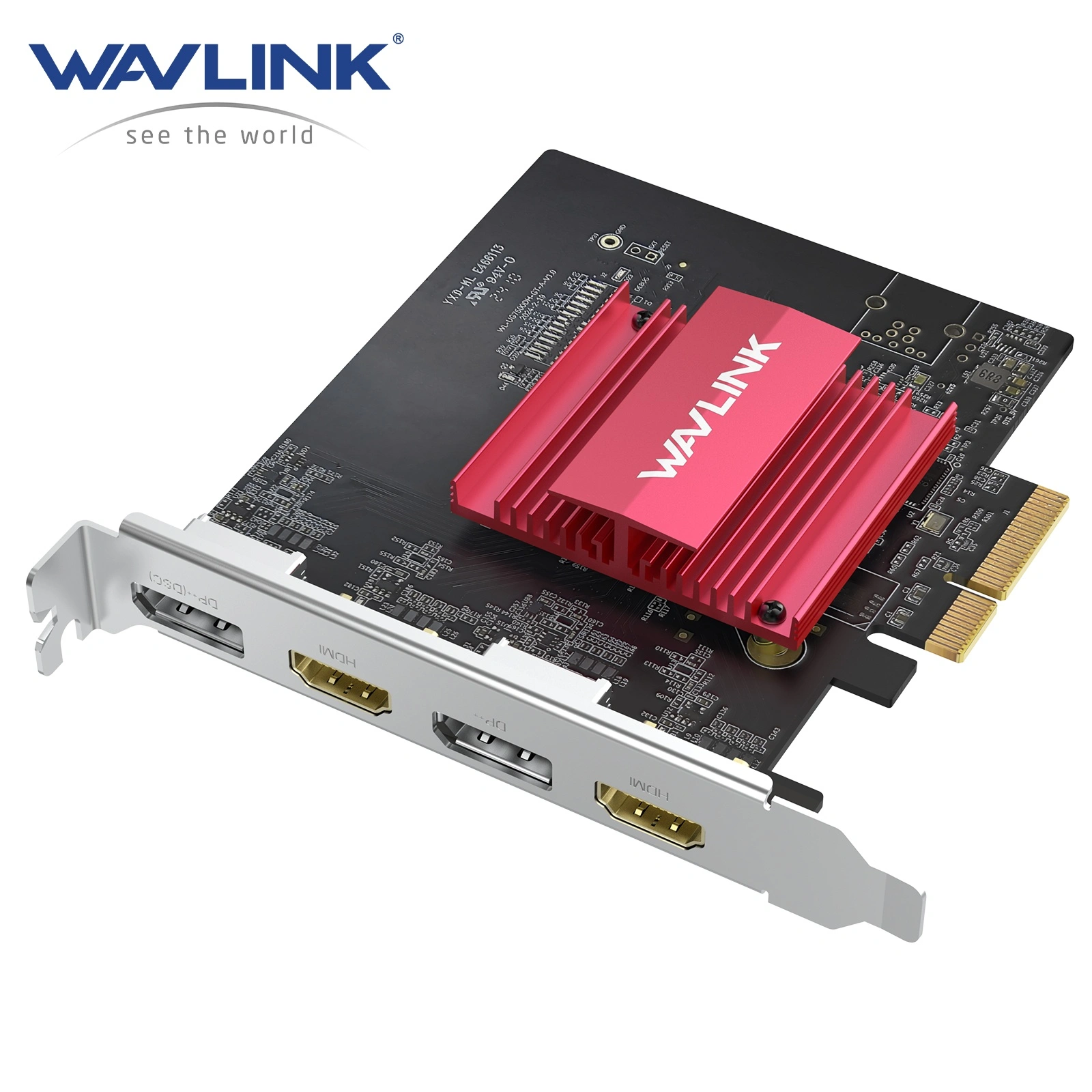 WL-UG7500DH: WAVLINK PCIe 3.0 to Quad 4K@60Hz HDMI Monitor Card - Global Debut with DisplayLink DL7400, 4 HDMI Ports, PC Video Card with Standard Profile, Supports Multiple Monitors for Windows 11/10 & Ubuntu