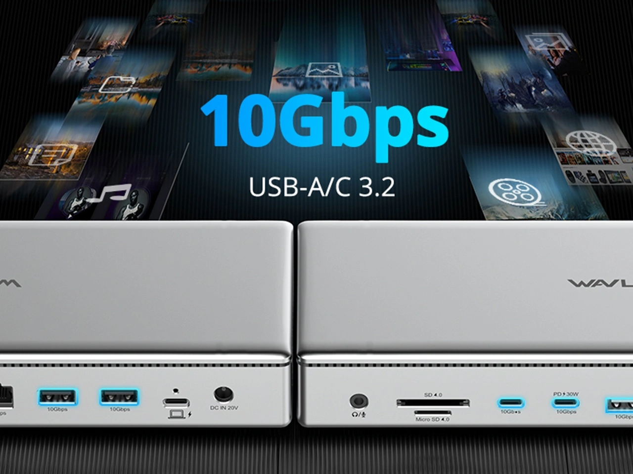 10Gbps USB-A USB-C 3.2 high-speed data transfer ports