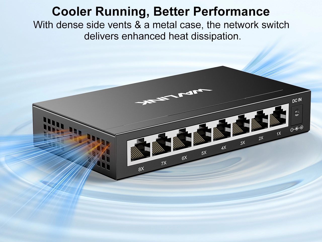 Solid metal casing excellent heat dissipation for network switch