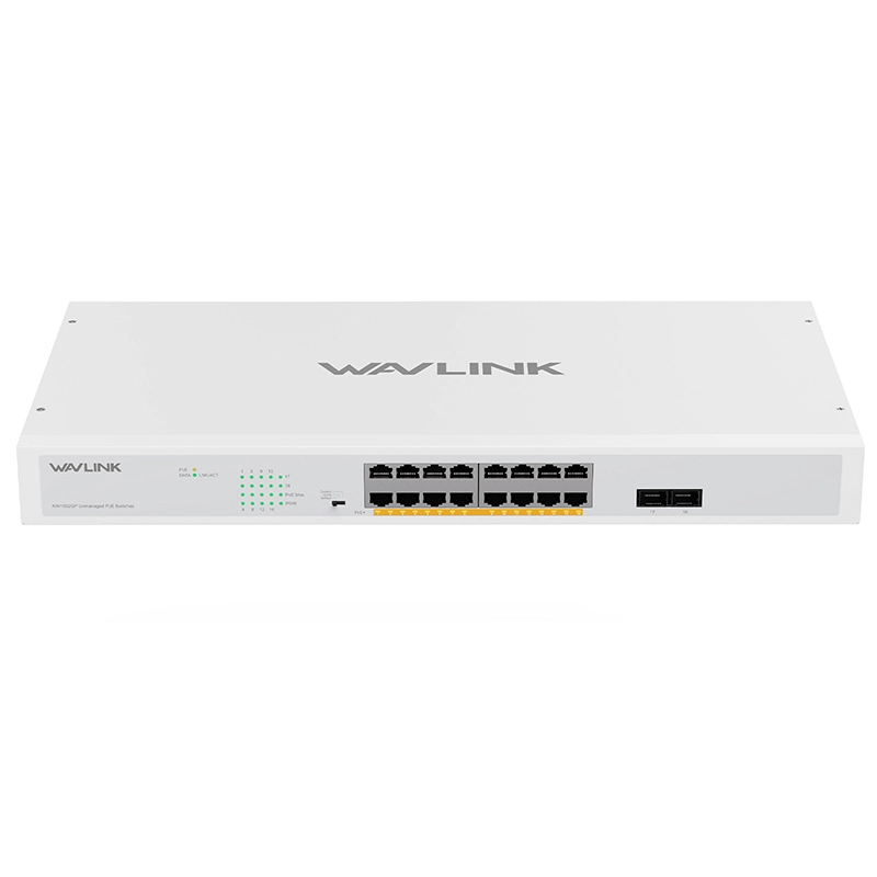 WAVLINK 18 Ports Gigabit Ethernet Switch with 16 PoE Ports, 250W Total PoE+, IEEE 802.3at/af — Plug and Play, Rack Mounting & Desktop Installation - EU PLUG