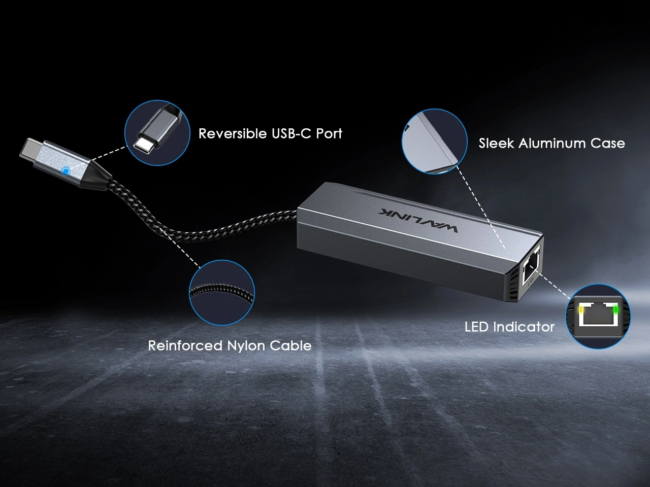 Robust construction WAVLINK USB-C network adapter