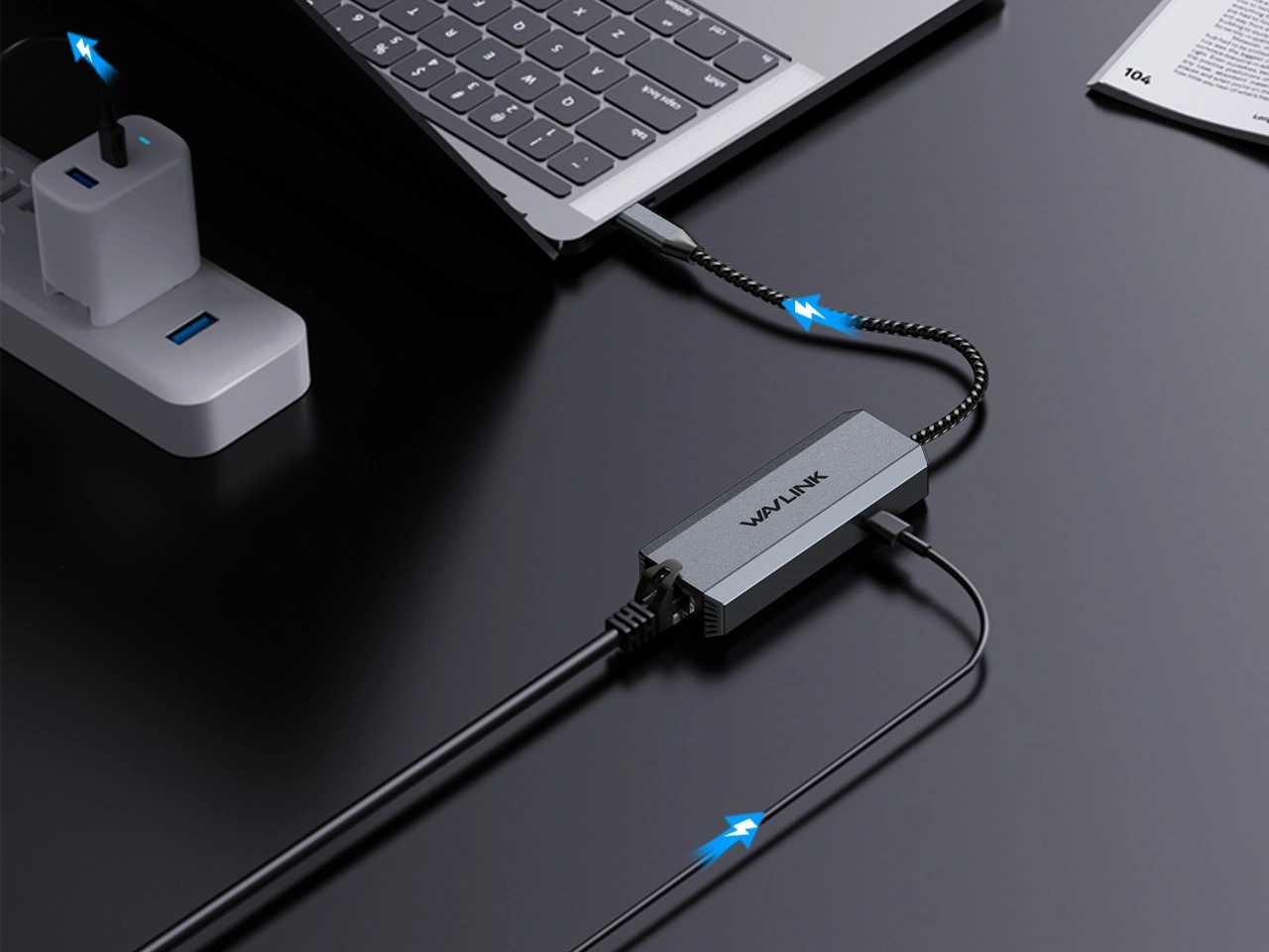 95W PD pass through charging for USB-C ethernet adapter